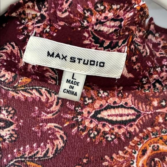 Max Studio Burgundy Patterned Maxi Dress - Picture 2 of 4